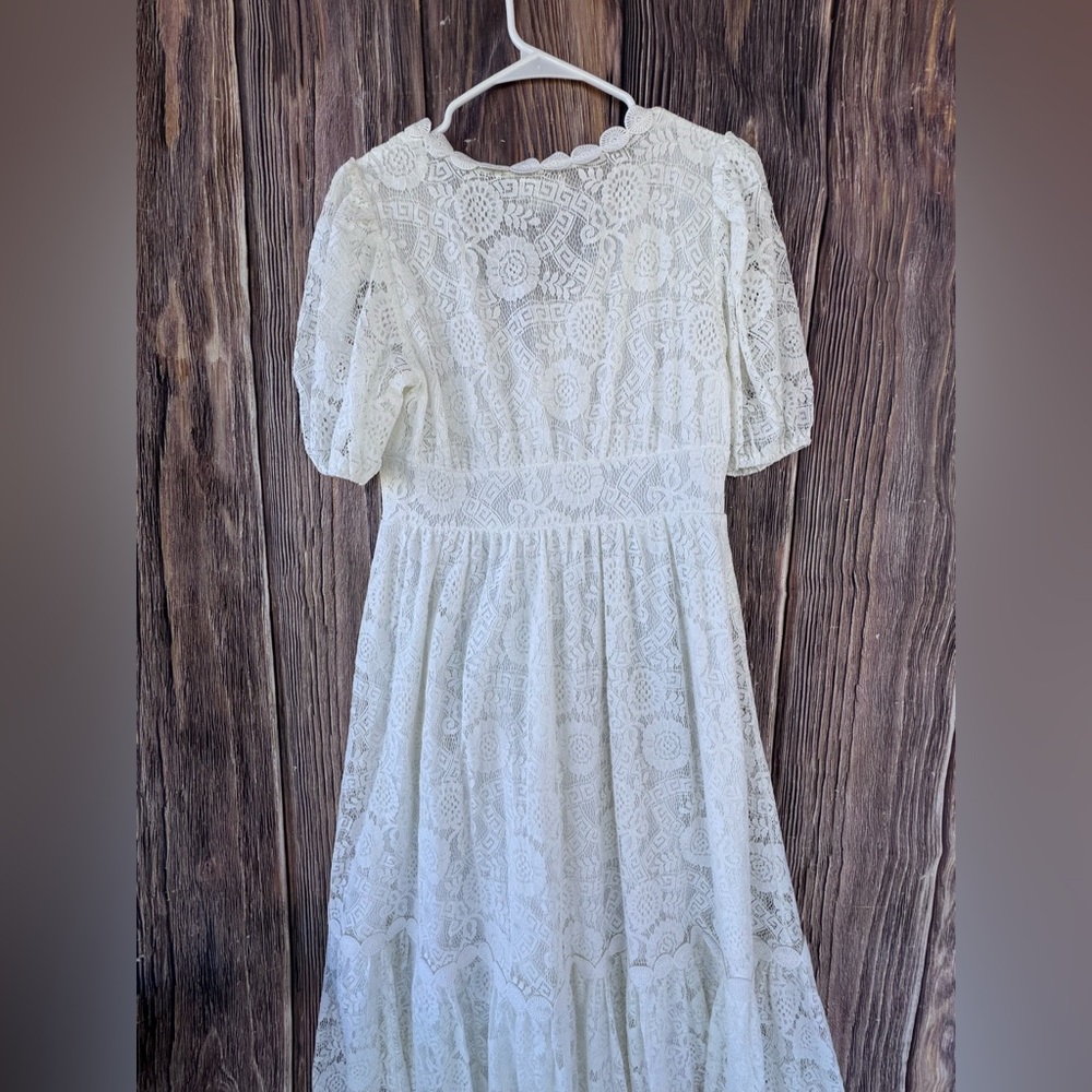 Blu Pepper White Lace Maxi Dress Short Sleeve NWT Women’s Size L Bohemian - Picture 16 of 16
